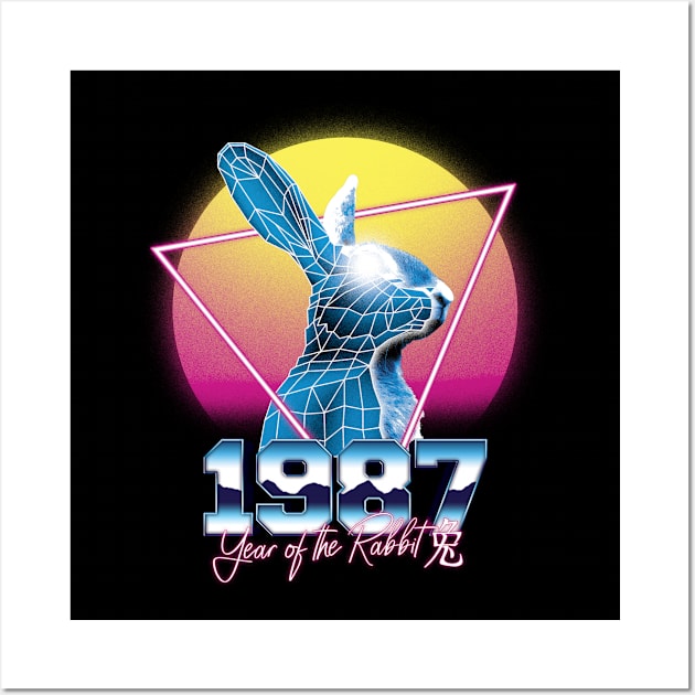 Awesome Since 1987 34th Birthday Vintage Retrowave Wall Art by cranko